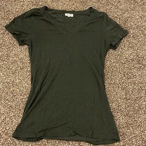 Thin and tight dark green, olive, short sleeve top by heart & hips, L/M